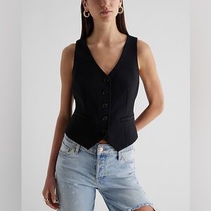 NWT Express Editor Five Button Front Blazer Vest Size M